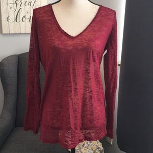 Distressed burnout long sleeve top